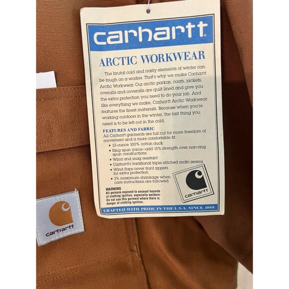 Carhartt Mens Arctic Workwear Duck Quilted Coat CQQ186 Size 44 (XL) NEW - Picture 6 of 7